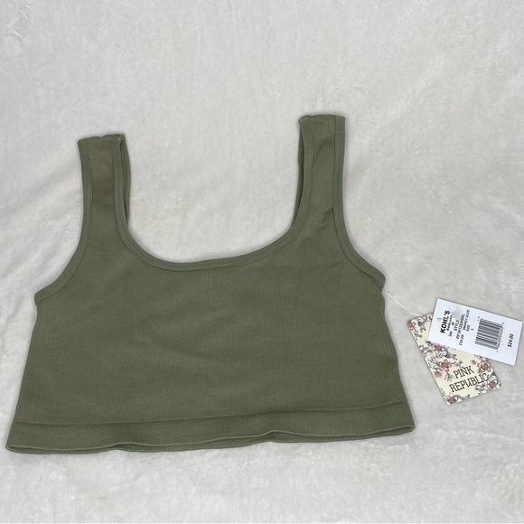 Pink Republic Green Ribbed Crop Tank Top - Picture 3 of 6